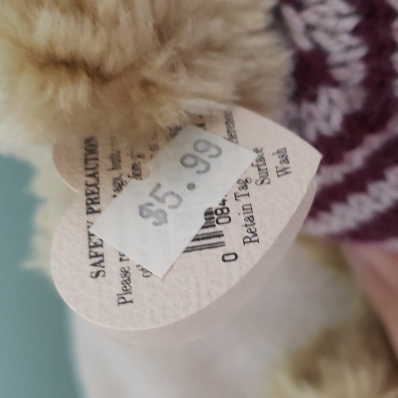 Chelsea, 9" Ty Attic Treasure Teddy Bear 🧸 Red/Beige Striped Sweater, NWT - Picture 5 of 11